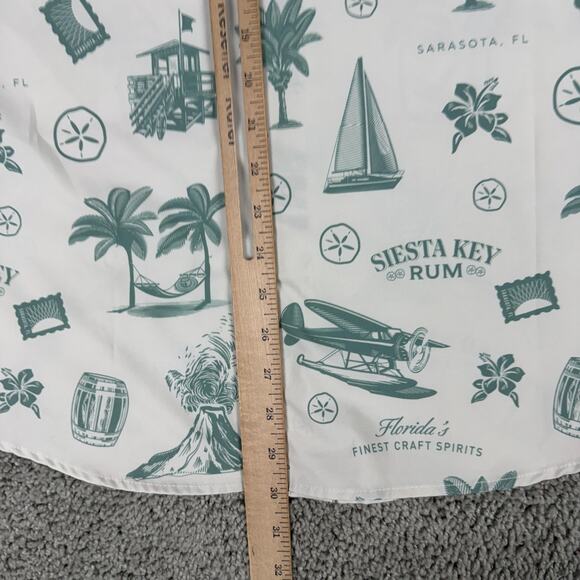Siesta Key Rum Shirt Mens XL White Green Hawaiian Button Front Tropical Florida - Picture 7 of 9